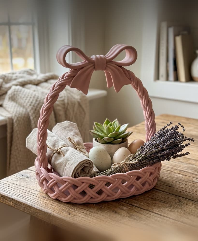 Coquette Bow Woven Basket Catch-All Tray 3d model