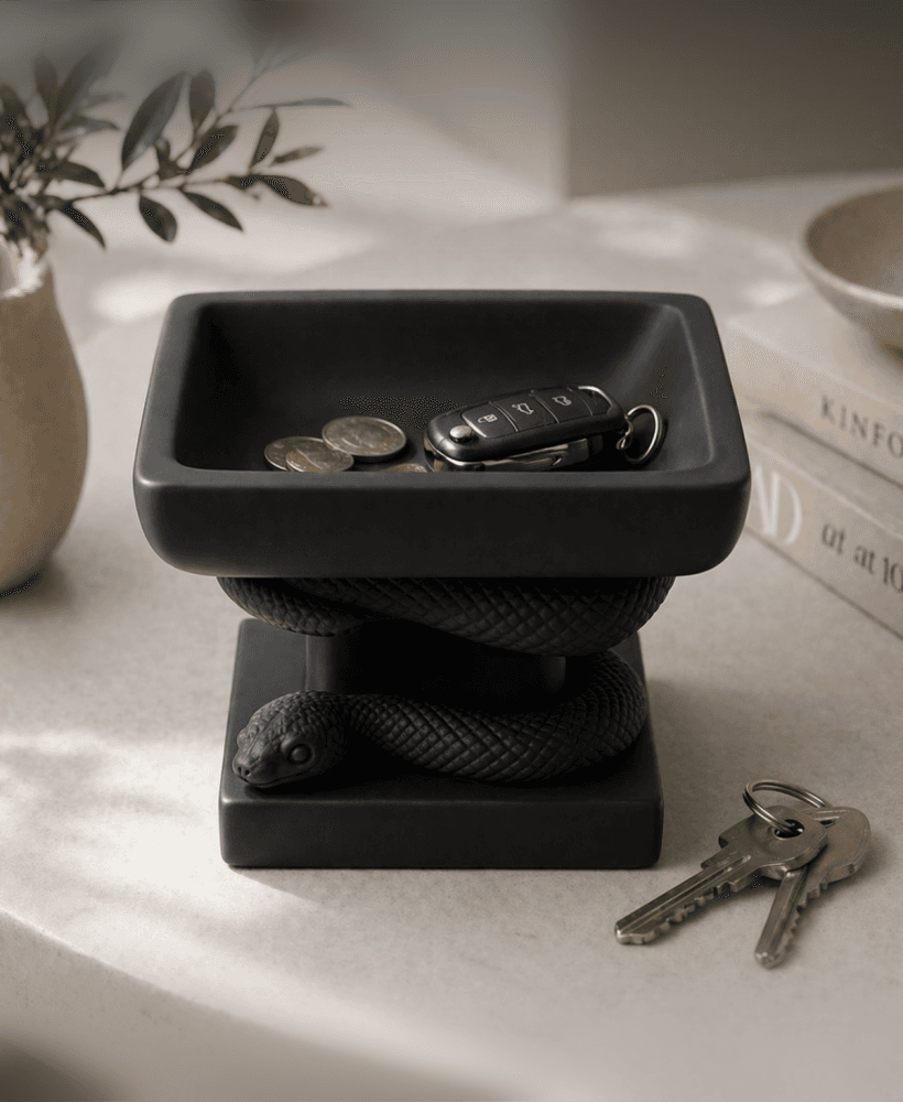 Serpent Catchall Bowl STL – Snake Decor Key Tray – Dark Luxury Home Organizer 3d model