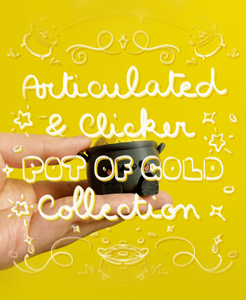 Cute Articulated & Clicker Pot of Gold | No AMS | Print-in-place | Support-free 3d model