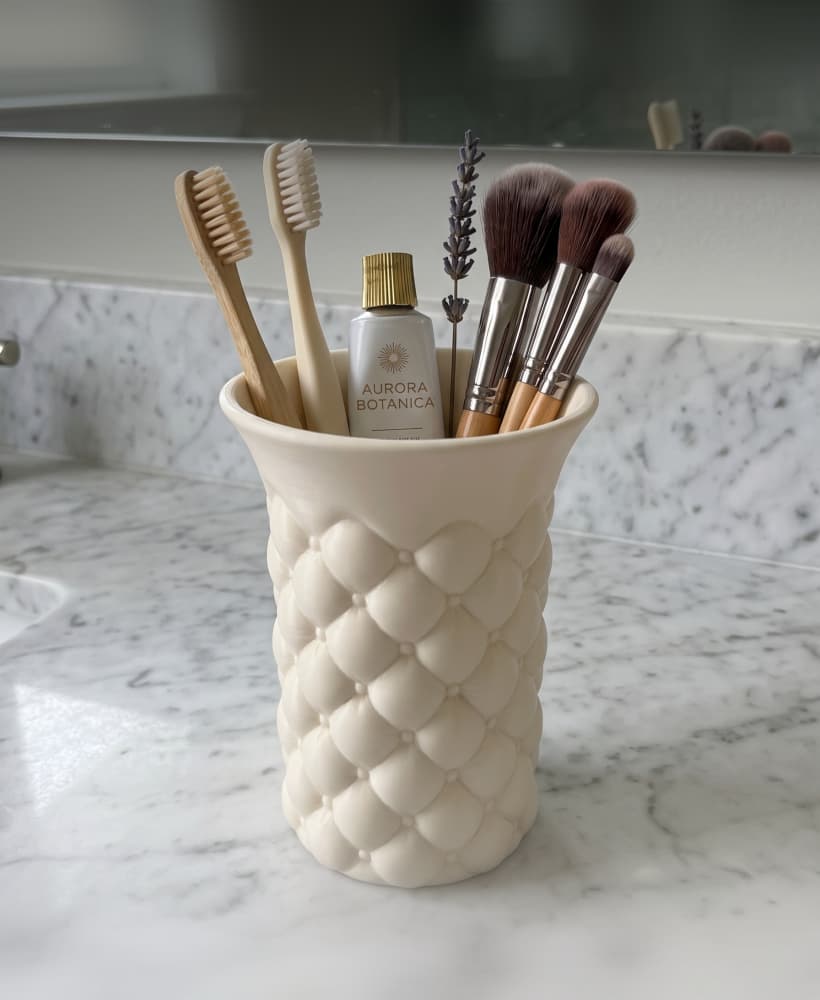 Tufted Makeup Brush & Toothbrush Holder 3d model