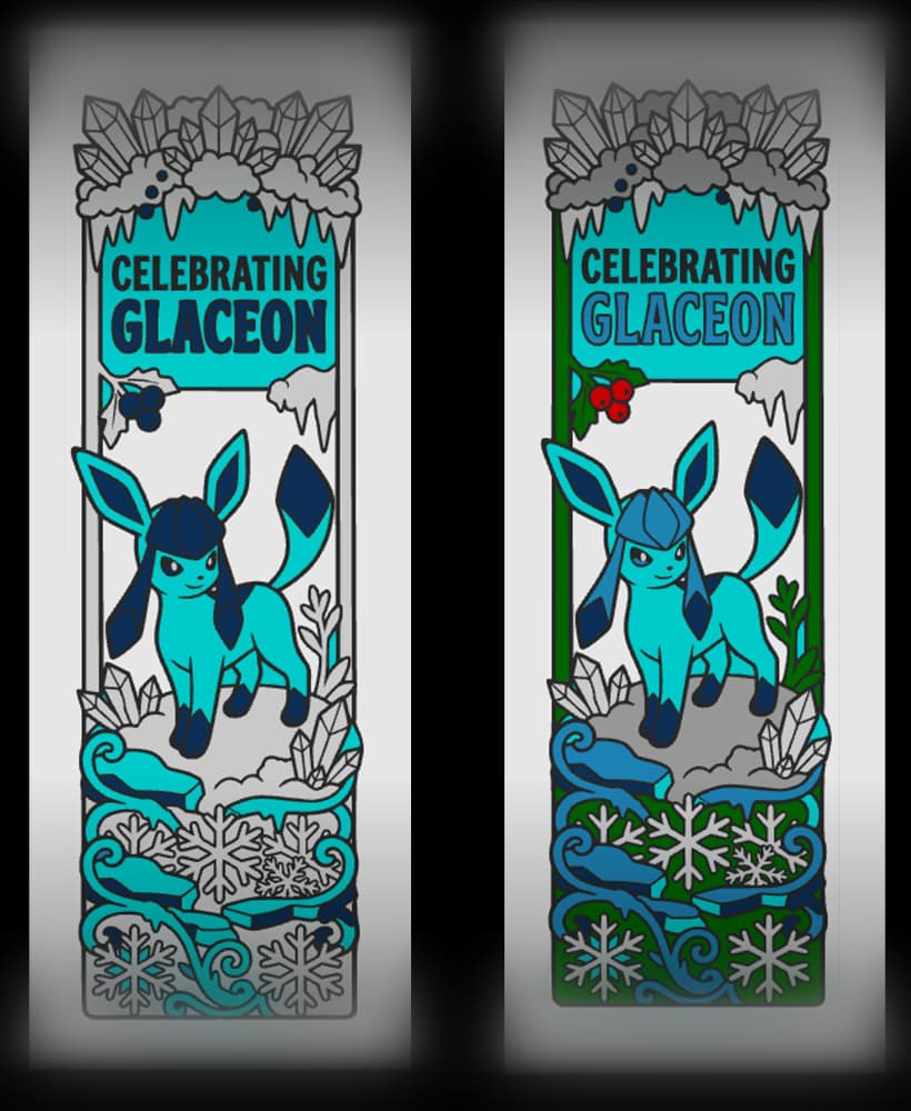 Fan art Celebration of Pokemon evolution Glaceon - Stained glass style bookmark 3d model