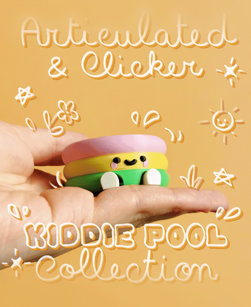 Cute Articulated & Clicker Kiddie Pool | Print-in-place 3d model