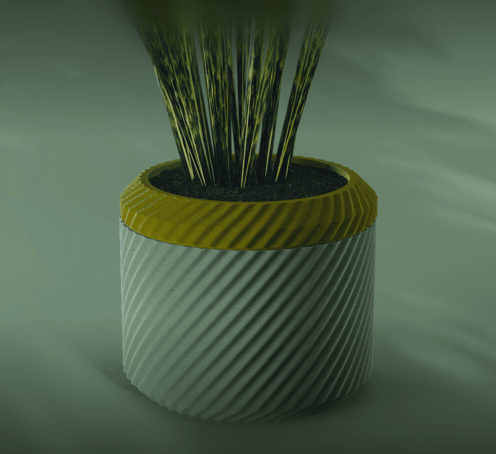 Nami Planter Pot, Wavy Diagonal | Small, Medium, Large | Self Watering and Drip Tray 3d model