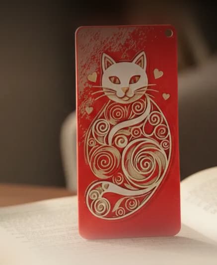 Valentine Kitty Bookmark - Hueforge - 4 colors 3d model