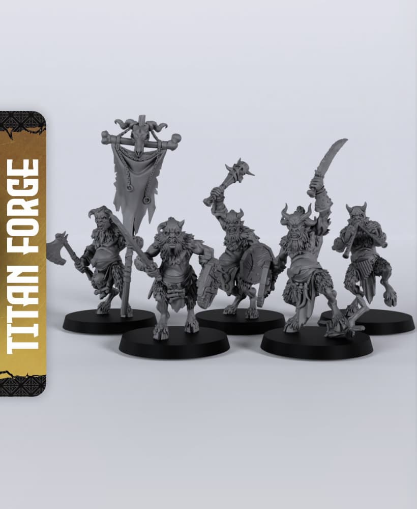 Satyr Warriors - With Free Dragon - 5e DnD Inspired for RPG and Wargamers 3d model