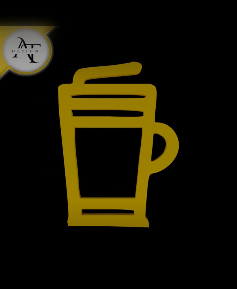 Simple Coffee Cup Symbol - 2D Art 3d model