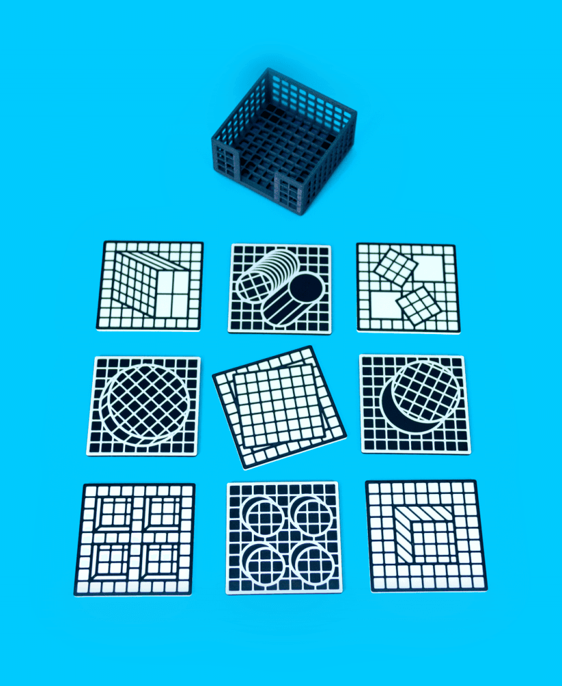 Shifted Pixels // Art Coaster Set, Illusion Tiles 3d model