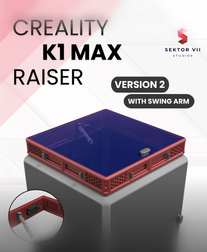 CREALITY K1 MAX RAISER / RISER / DECKEL / TOP COVER / UPGRADE (VERSION 2, WITH SWING-ARM) 3d model