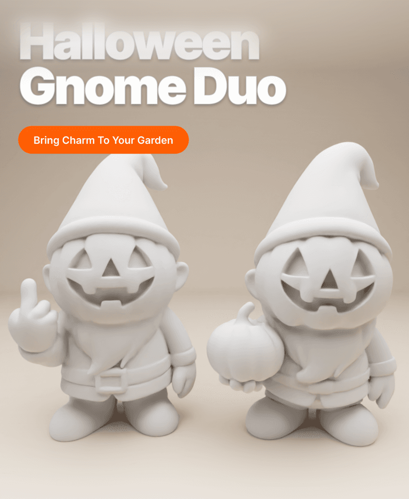 Pumpkin-Headed Halloween Gnome Duo – Funny & Spooky 3D Print Set 3d model