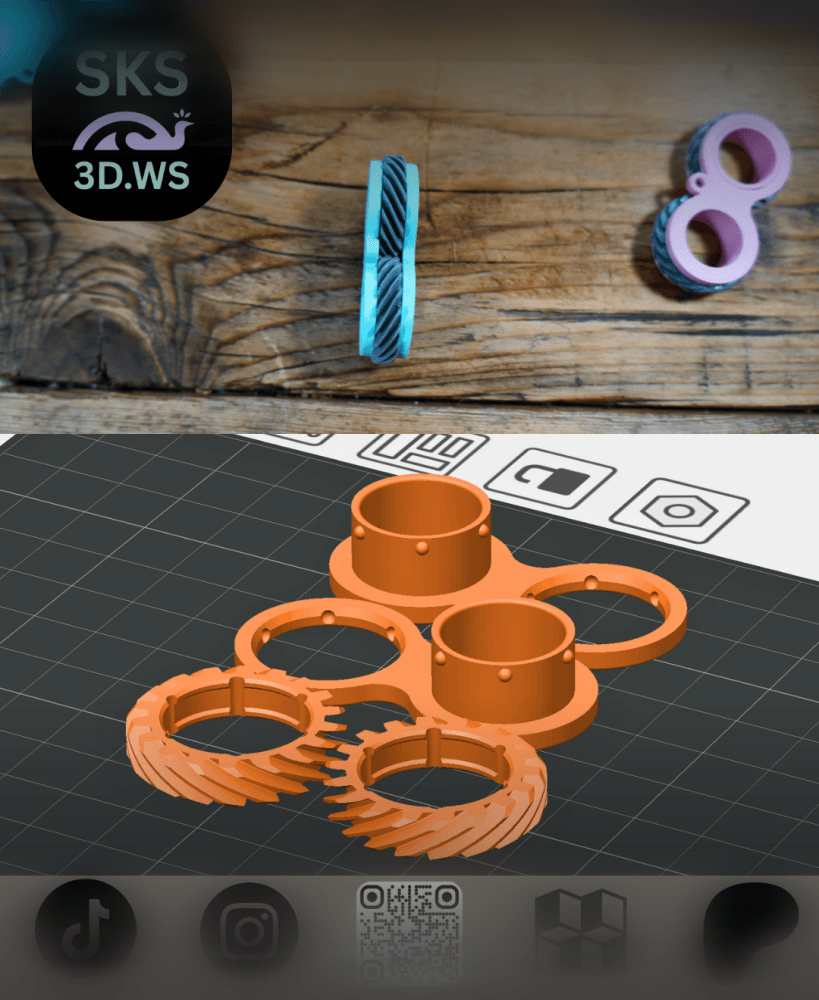 Helical Gear Keyring Fidget free file 3d model