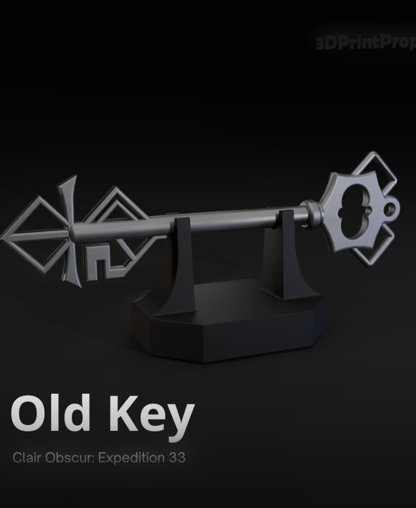 Old Key from Expedition 33 with stand 3d model