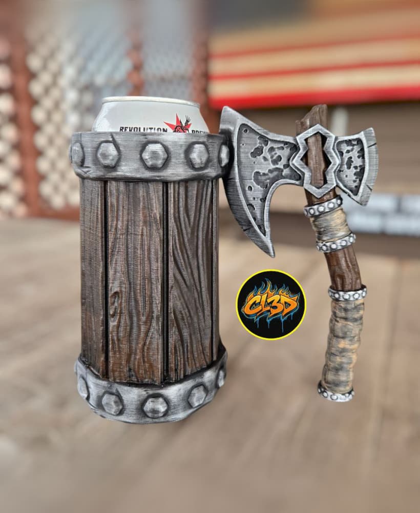 Pitted Fang Axe Can Koozie 3d model