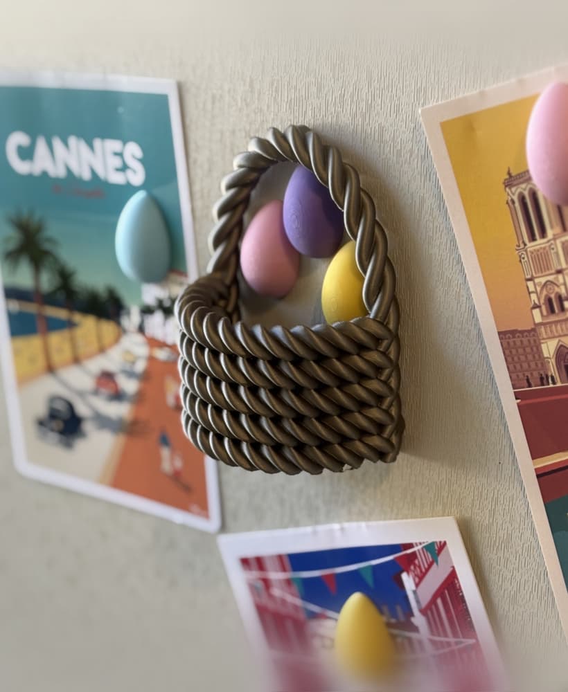 Easter Basket Fridge Magnets with Removable Egg Magnets – 3D Printable STL Files 3d model