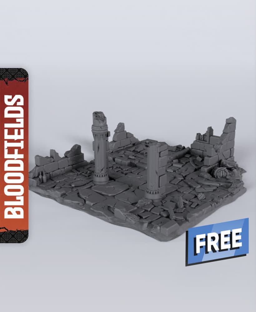 Large Ruins Terrain - With Free Dragon - 5e DnD Inspired for RPG and Wargamers 3d model