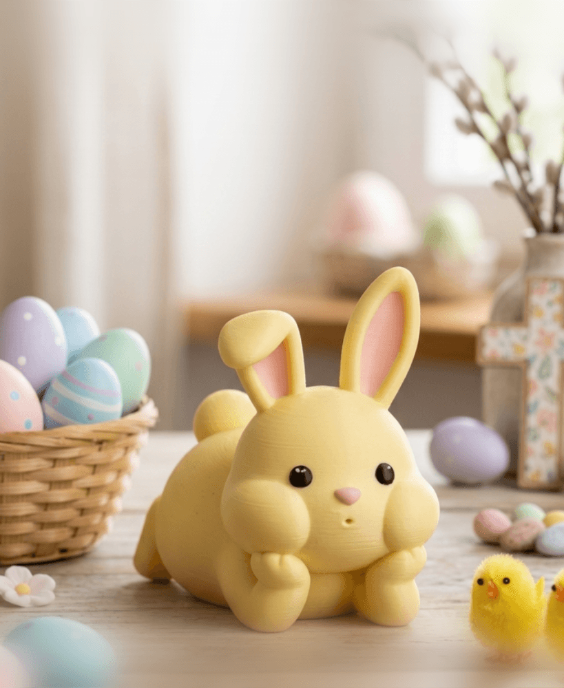 Chubby "Deep Thoughts" Bunny - Pre-Colored 3MF & Easy Print 3d model