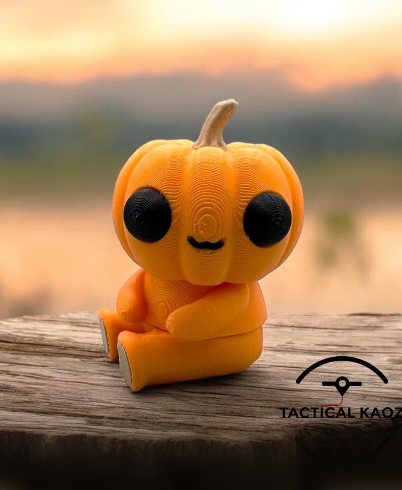 Wiggly Pumpkin Pal – Articulating Flexy Mini No supports or AMS - Keychain 3d model