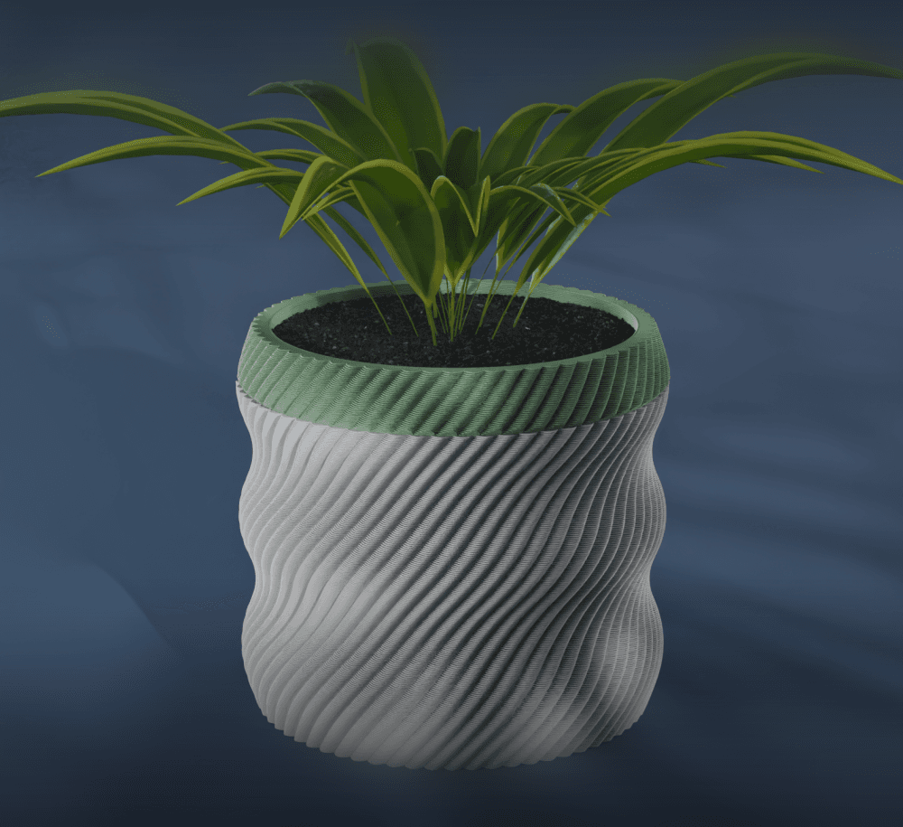 Hana Planter Pot, Scalloped Diagonal | Small, Medium, Large | Self Watering and Drip Tray 3d model