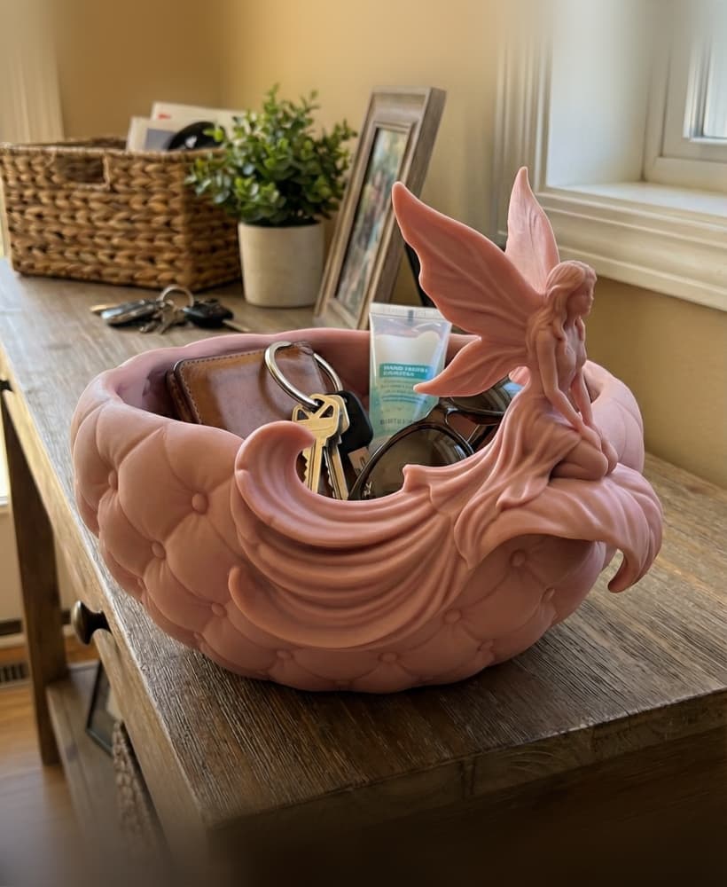 Fairy Entryway Catchall Bowl – Tufted Fantasy Key Holder Organizer Home Decor 3d model