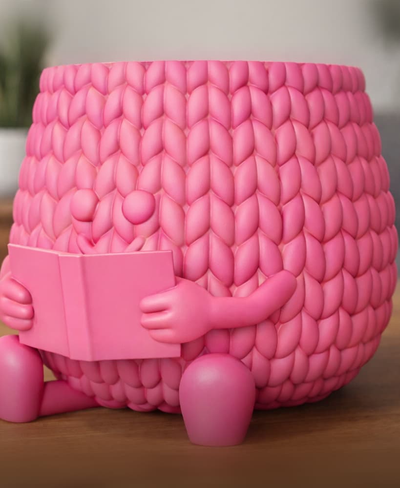 KNITTED HAPPY FACE PLANTER POT 3d model