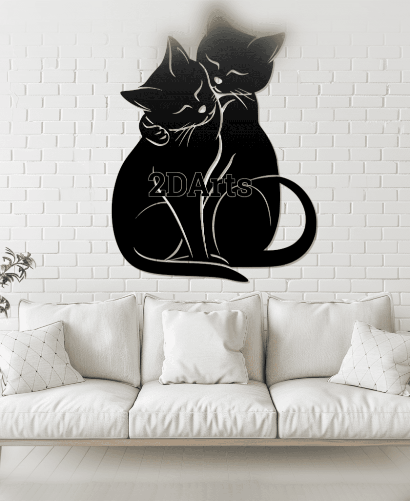 Two Cuddling Cats 2D Wall Art/Window Art 3d model