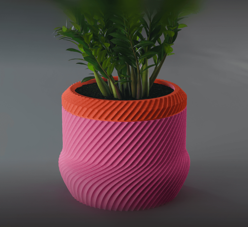 Yuki Planter Pot, Scalloped Reverse Diagonal | Small, Medium, Large | Self Watering and Drip Tray 3d model
