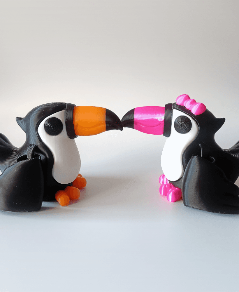 Cute Flexis Toucans - No Supports - Print in Place - Fidget 3d model