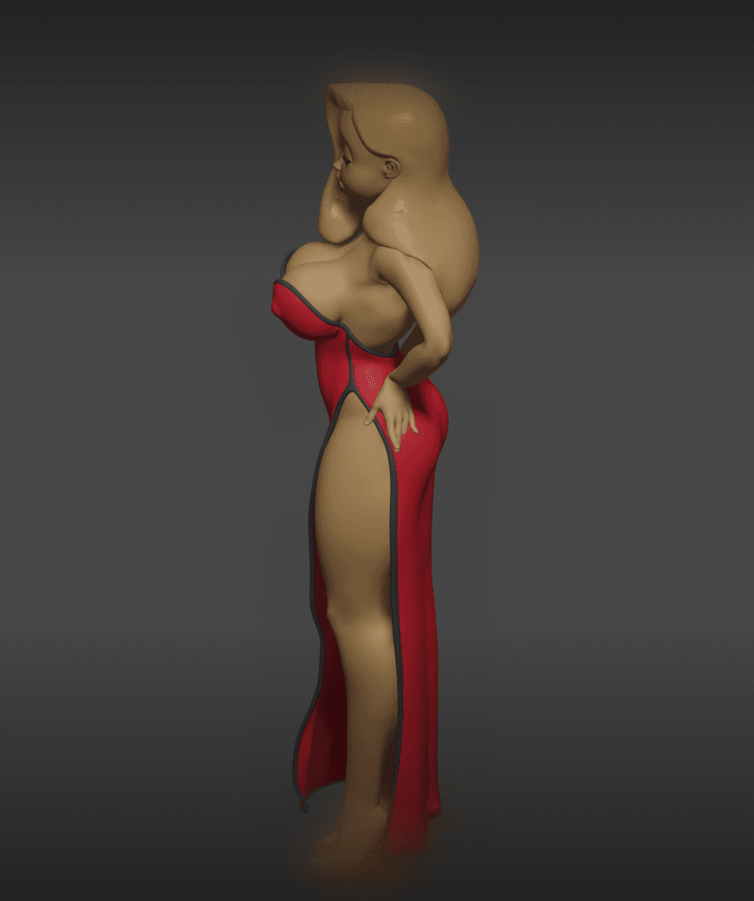 Voluptuous Toon Woman in Elegant Red Dress v2 3d model