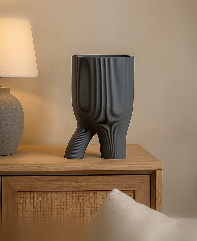 Two-Leg Ripple Vase – Matte Sculptural Japandi Vase 3d model