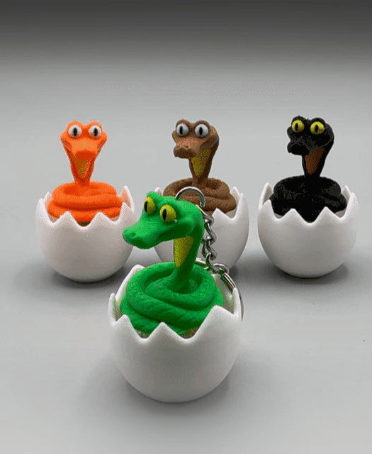 Snake Hatchling Fidget Clicker Keychain – Set of 4 3d model