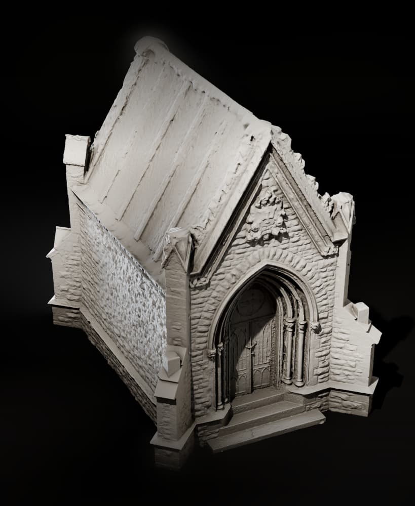 Gothic Stone Cemetery Chapel - HO/O Scale Historical Architecture 3d model