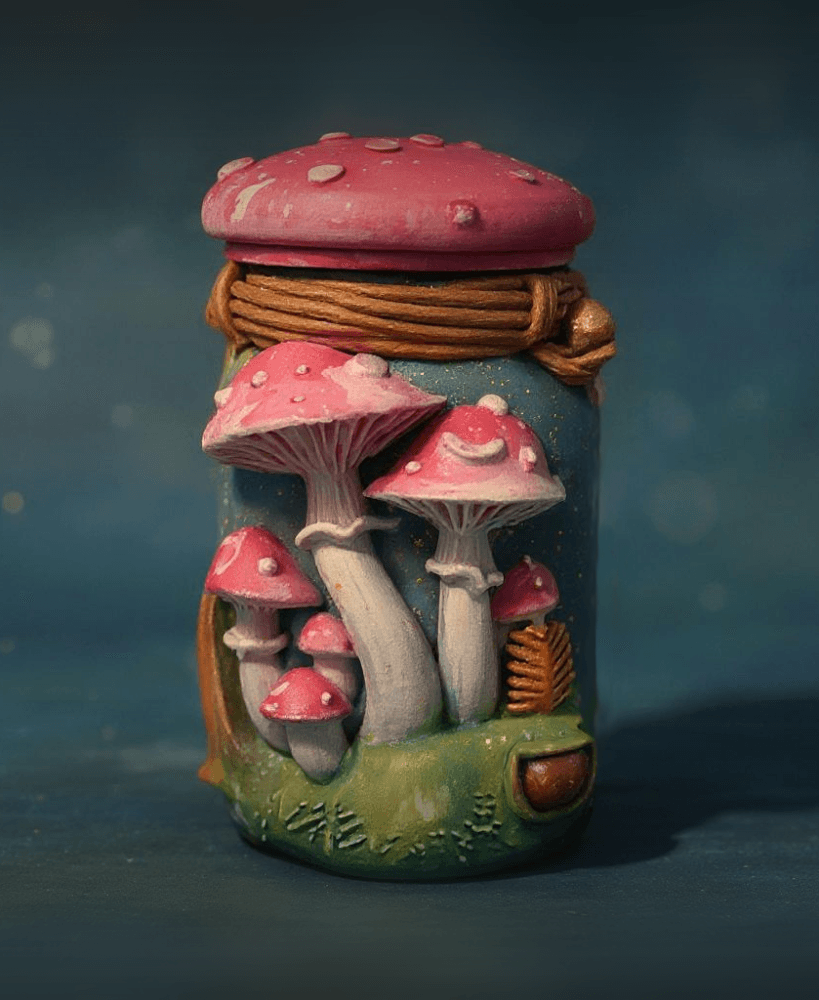 Whimsical Mushroom Jar 3d model
