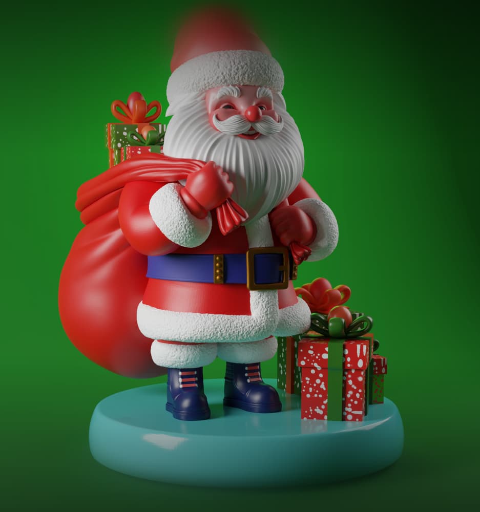Santa Claus With Gift Bag- Christmas Gift 3d model