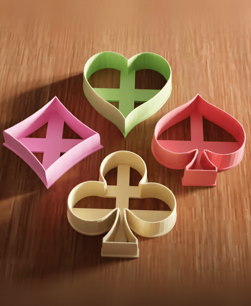 Playing Card Suits Cookie Cutter Stamp Bundle 3d model