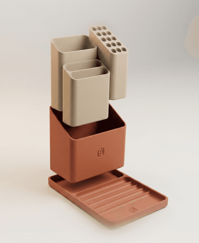 Modular Desktop Caddy and Stationery Set 3d model