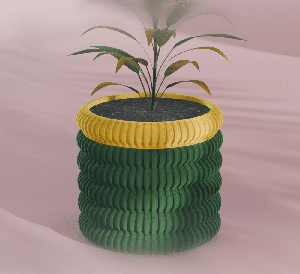 Sora Planter Pot, Striped | Small, Medium, Large | Self Watering and Drip Tray 3d model