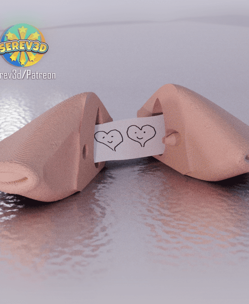Fortune Cookie with Hidden Note - Mini Novelty Gift - No Supports 3D Print STL/3MF 3d model