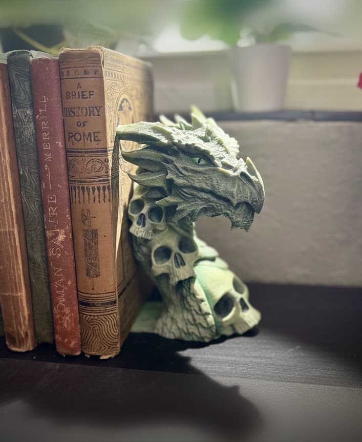 Skull dragon right bookends 3d model