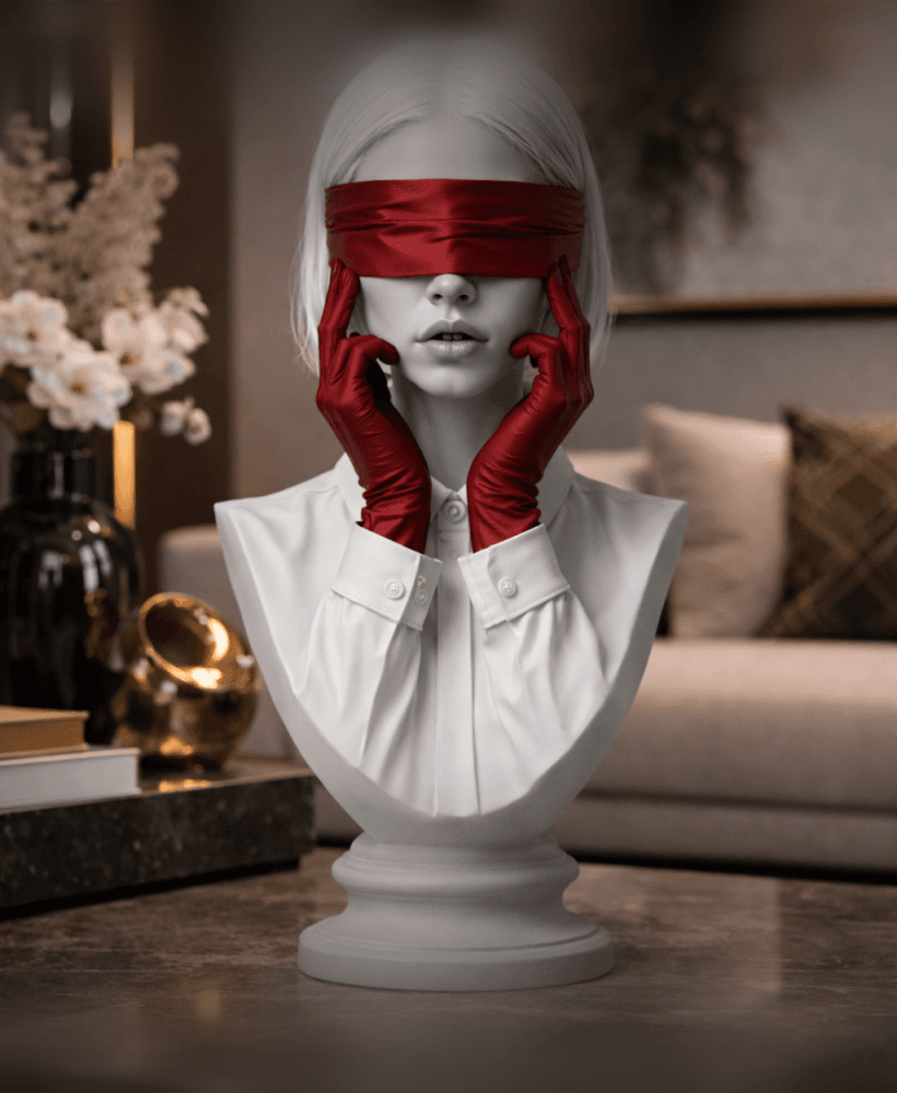 Red Veil Female Bust STL – Premium Decorative 3D Print Model 3d model