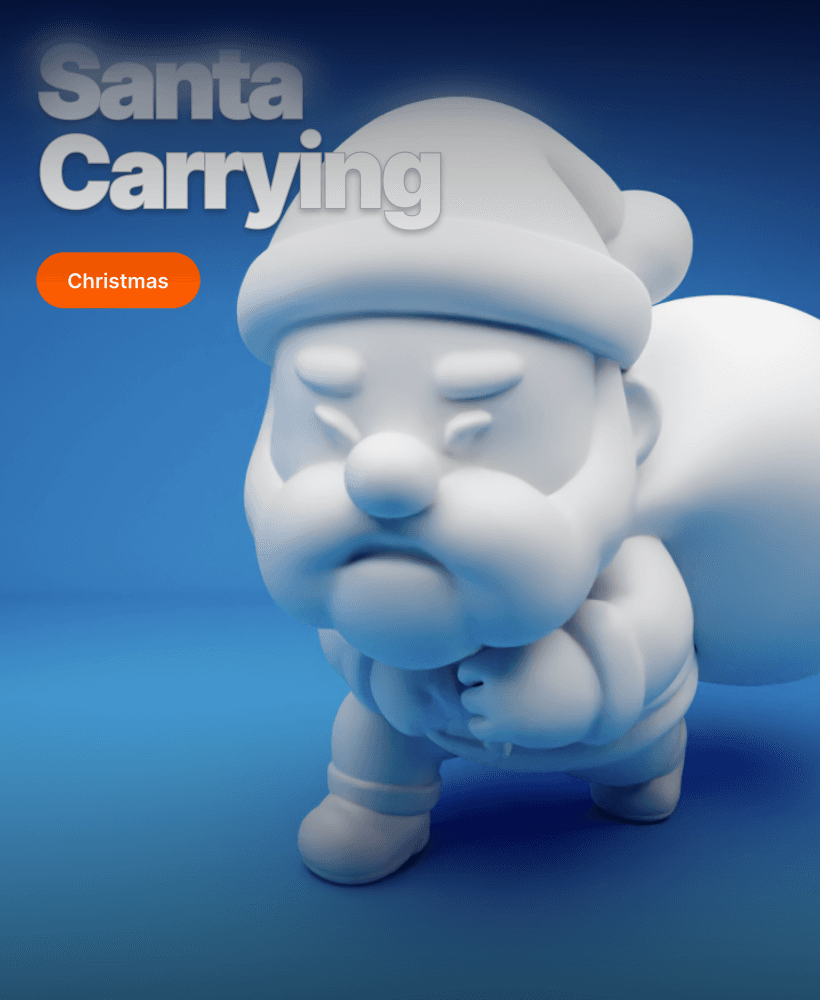 Santa Carrying a Heavy Gift Sack – Christmas 3D Printable Figure 3d model