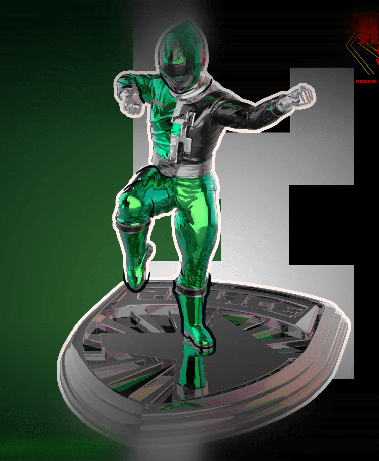 Green SPD Ranger Statue 3d model