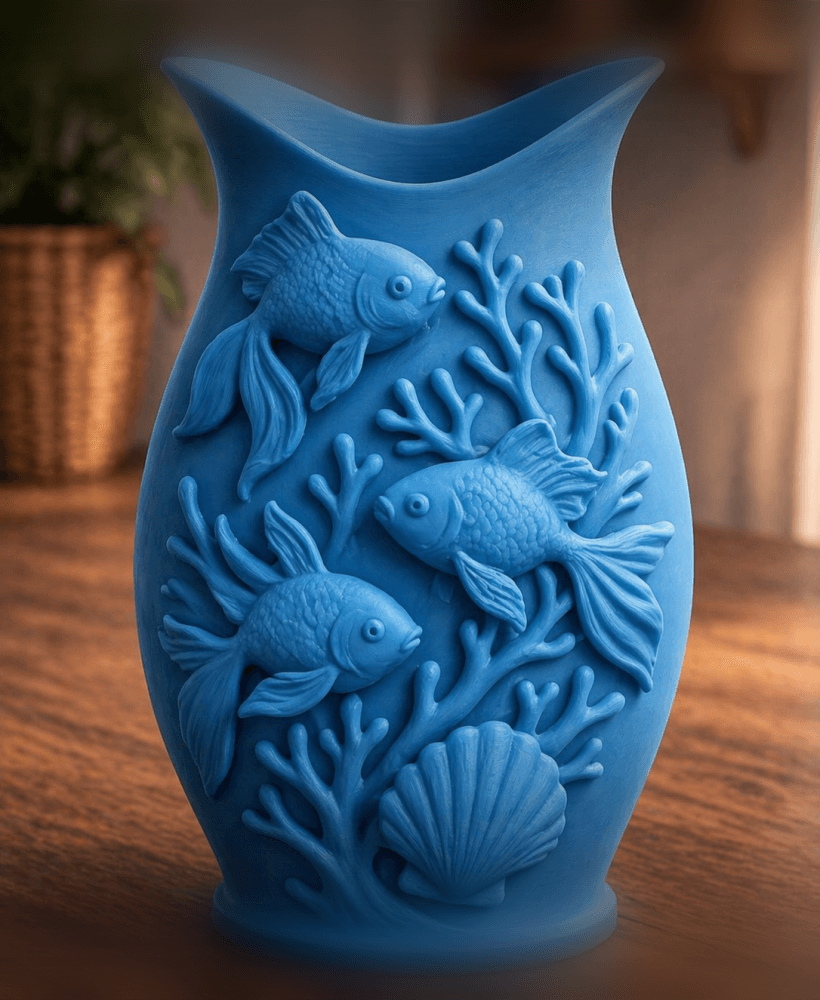 Ocean Fish And Coral Decorative Vase 3d model