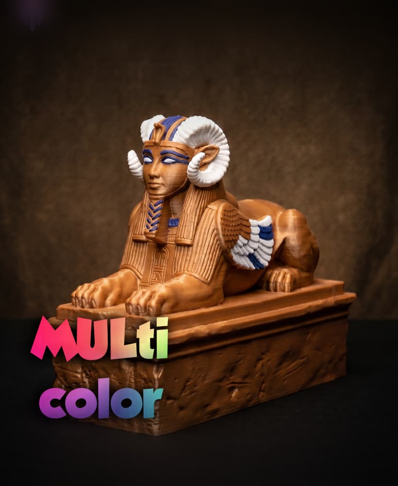 Ram Sphinx Statue 3MF | Egyptian Multi-Color | Winged Detail 3d model