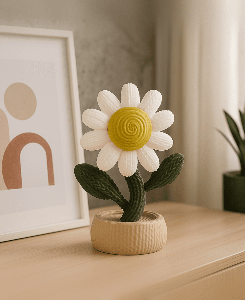 Knitted Flower Sculpture — Playful Bloom Design 3d model