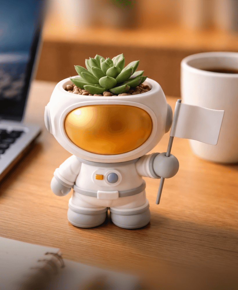 Cute Astronaut Planter STL 3d model