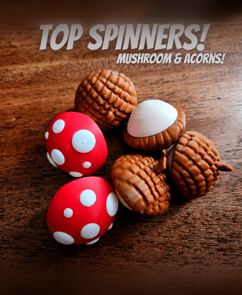 Mushroom and Acorn top spinners! 3d model