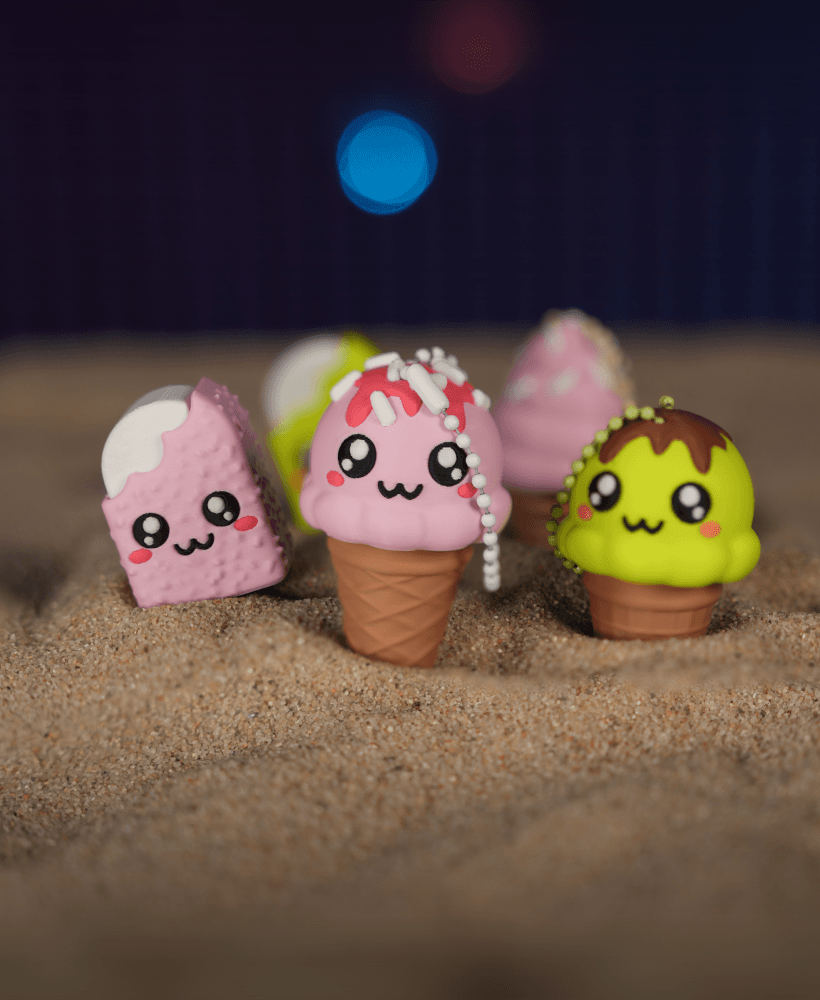 Cute Clicker Ice Cream Pack (Keychain & Fidget) 3d model