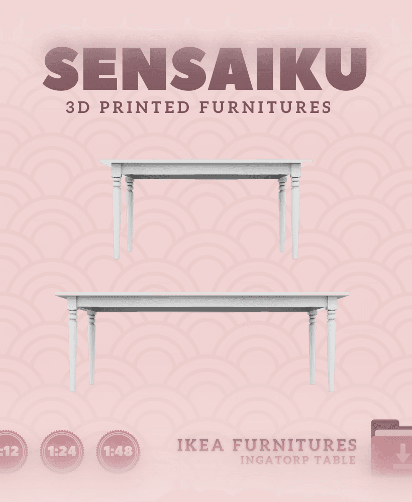 Miniature Replica 01. Ingatorp Table V1 for Miniature Dollhouse IKEA 3D Print (1:12,24,48) 3d model