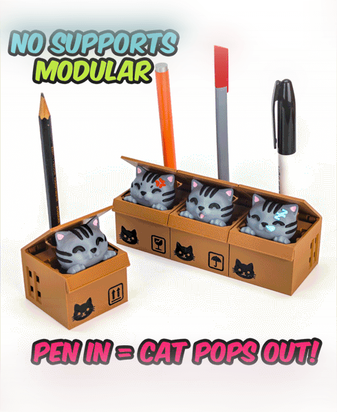 Box Cats: Modular Desk Organizer 3d model
