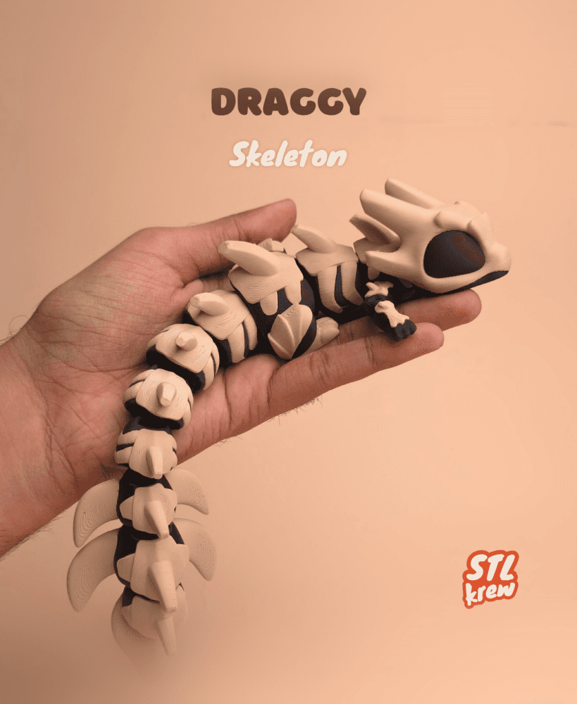 Cute spooky halloween articulated dragon 3d model