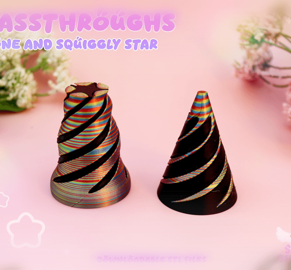 Passthrough Fidget Triangle + Squiggle Star 3d model